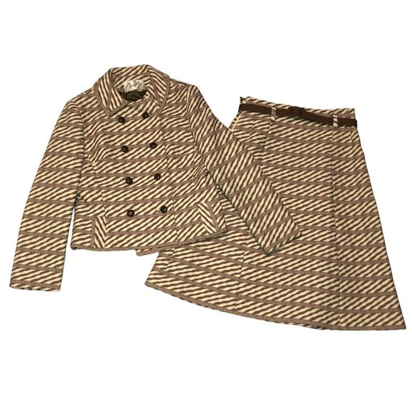 CARROLL'S Jackets & Blazers - VTG MCM MOD SUIT SIZE 8 CARROLL'S DOUBLE BREASTED JACKET BELTED SKIRT WOMENS
